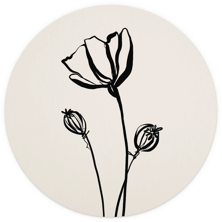 Papel Pintado Line Art Poppy - Cats & Dotz - Redondo - Autoadhesivo/no tejido 