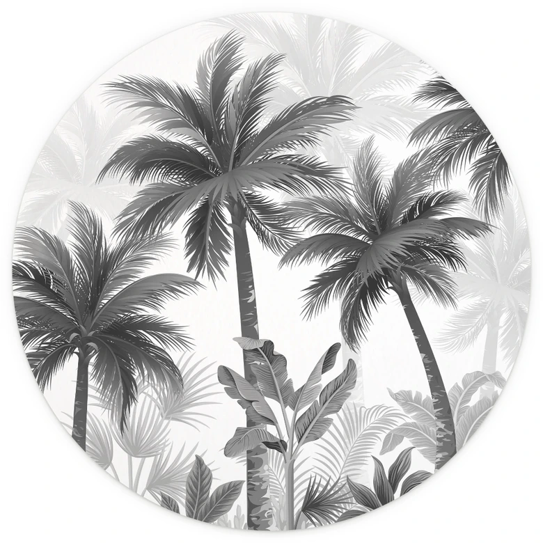 Exotische palmen landschap Fotobehang - rond - vliesbehang/zelfklevend vliesbehang 