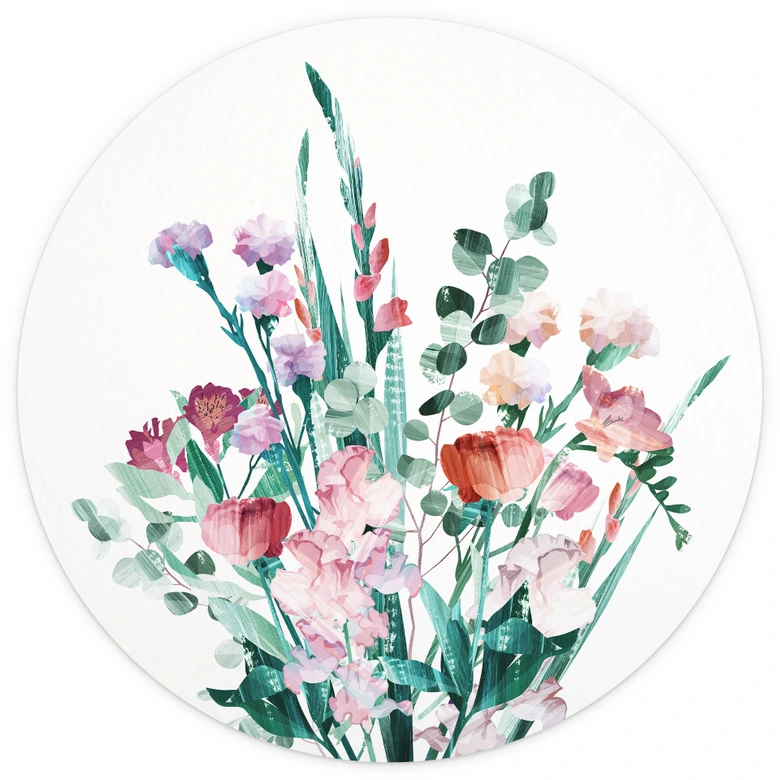 Blumen Fototapete Wildblumen Bouquet im Frühling - Goed Blauw - Rund - Selbstklebend/Vlies 