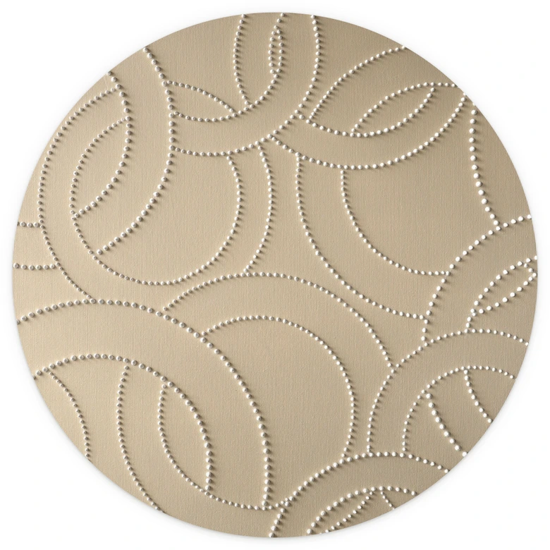Fototapete mit 3D-Design - Abstrakte Ringe beige - Grande - Rund - Selbstklebend/Vlies 