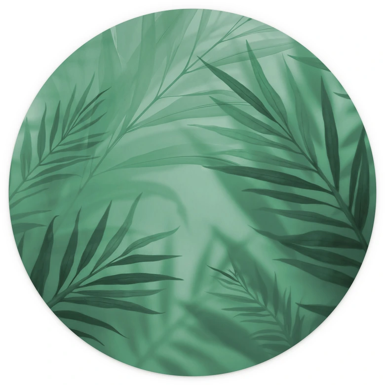 Fotomural Hojas de palmera verdes - Redondo - Papel pintado autoadhesivo/no tejido 