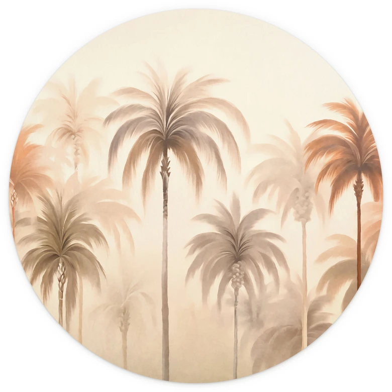 Fototapete Tropische Landschaft mit Palmen - Haase - Rund - Selbstklebend/Vlies 