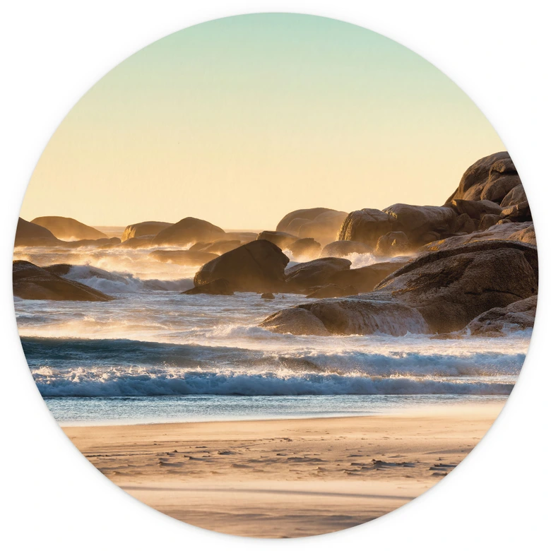 Papier peint plage au lever du soleil en Afrique - Hugonnard - Rond - papier peint intissé/papier peint intissé autocollant 