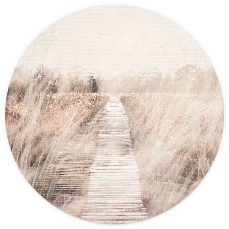 Fototapet Drömmigt landskap med trägång - Fantasifull - Rund - non-woven tapet/självhäftande non-woven tapet 