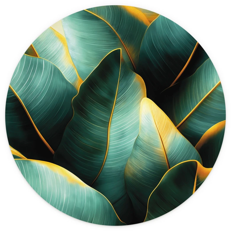 Exotische bananenbladeren | Botany Fotobehang - Jaszke - rond - vliesbehang/zelfklevend vliesbehang 