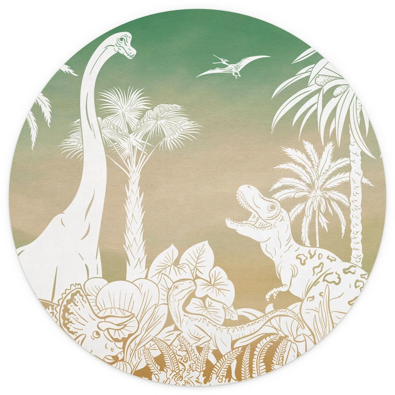 Eventyrrejse til dinosaurerne Fototapet - Ombre - Kikki Belle - Rundt - vliesetapet/selvklæbende non-woven tapet 