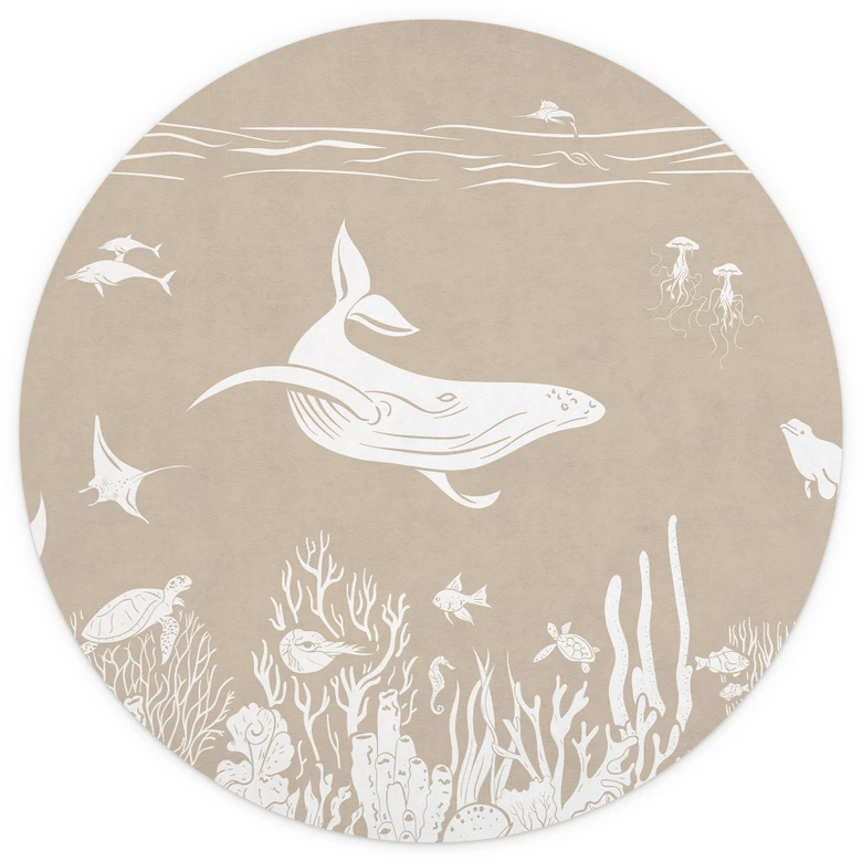 Fascinerende zeedieren in de oceaan Fotobehang - Bruin - Kikki Belle - Rond - vliesbehang/zelfklevend vliesbehang 