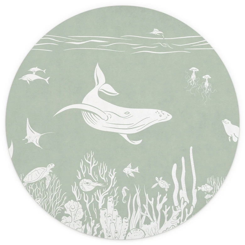 Arrecife de coral y criaturas marinas - Un viaje al verde - Kikki Belle - Round - Papel pintado autoadhesivo/no tejido 