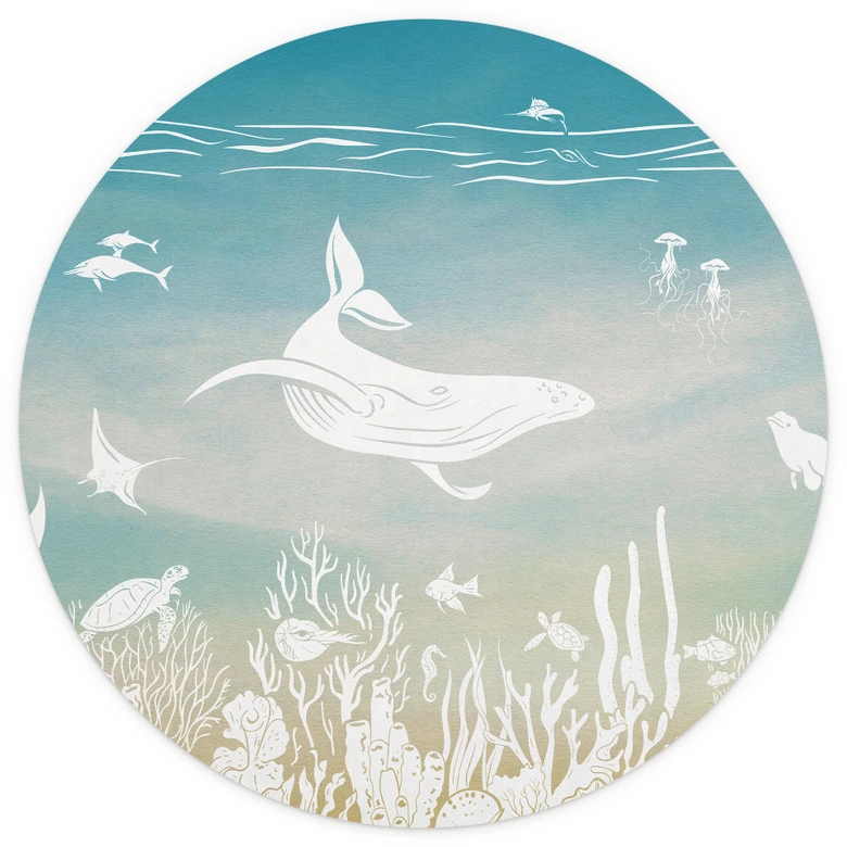 Wall Mural Underwater World Paradise - Ombre - Kikki Belle - Round - non self-adhesive/self-adhesive wallpapers 