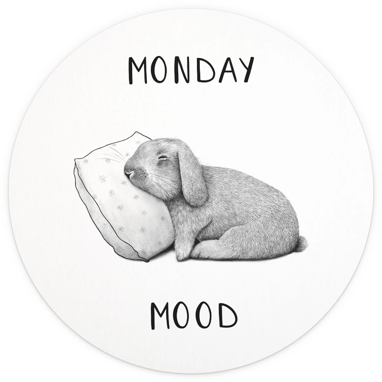 Fotomural Estado de ánimo del lunes - Liebre el lunes por la mañana - Korenkova - Redondo - Papel pintado autoadhesivo/no tejido 