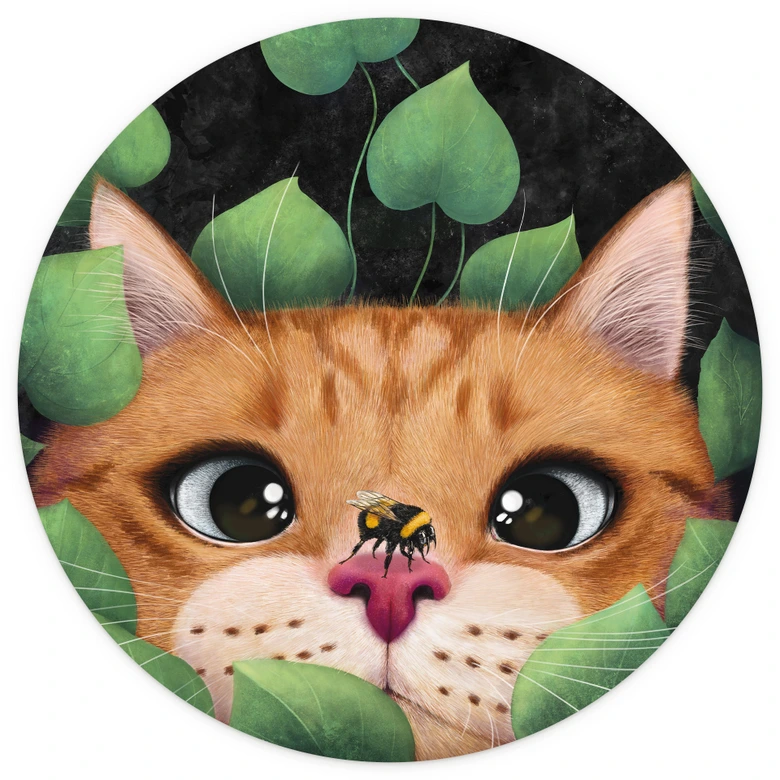 Kindertapete Süße Katze im Busch | Haustiere - Korenkova - Rund - Selbstklebend/Vlies 