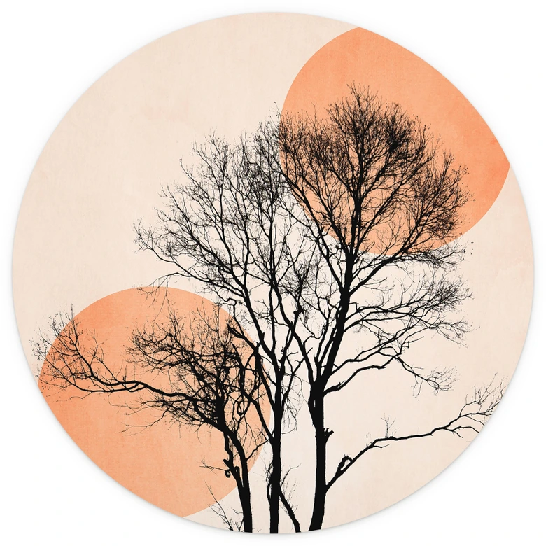 Fototapete Sonne und Mond in Orange - Kubistika - Rund - Selbstklebend/Vlies 