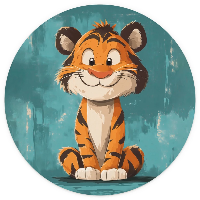 Wall Mural Happy tiger cub | baby room | nursery - Magnusson - Round - non self-adhesive/self-adhesive wallpapers 