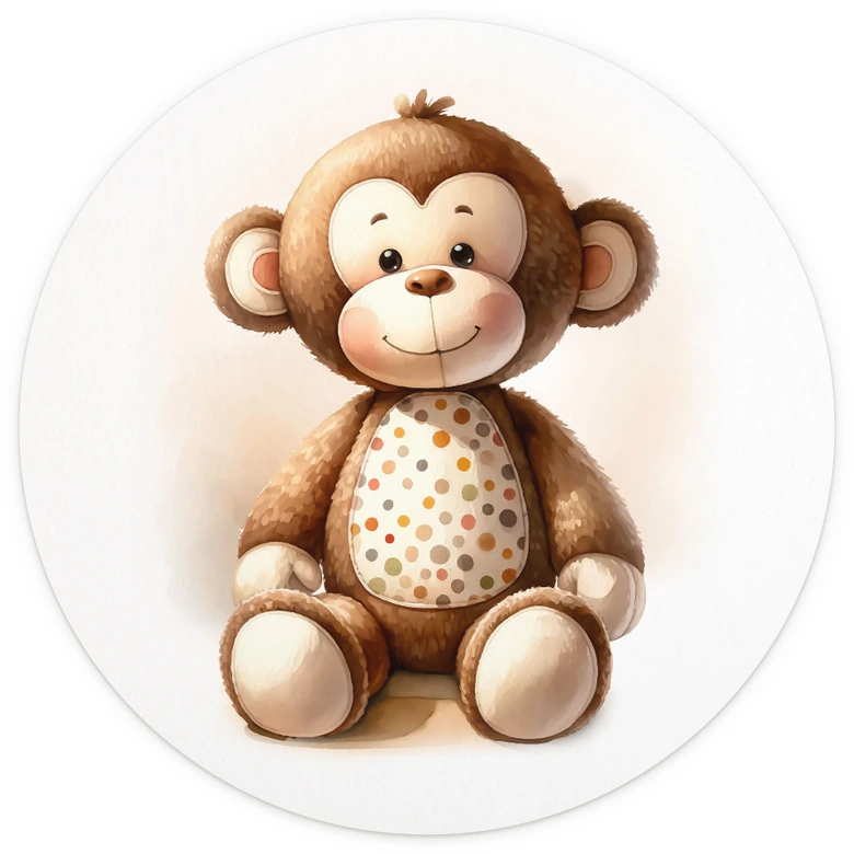 Fototapet för barnrum - Liten apa - Magnusson - Rund - non-woven tapet/självhäftande non-woven tapet 