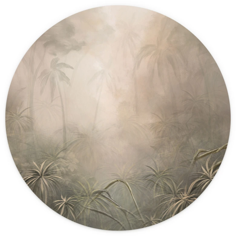 Fototapete Mystischer Regenwald im Nebel - Ms Tiff - Rund - Selbstklebend/Vlies 