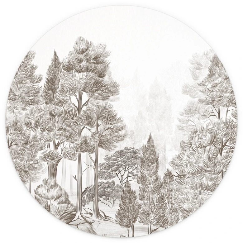 Fototapete Wald mit Waldlandschaft in Beige - Ms Tiff - Rund - Selbstklebend/Vlies 