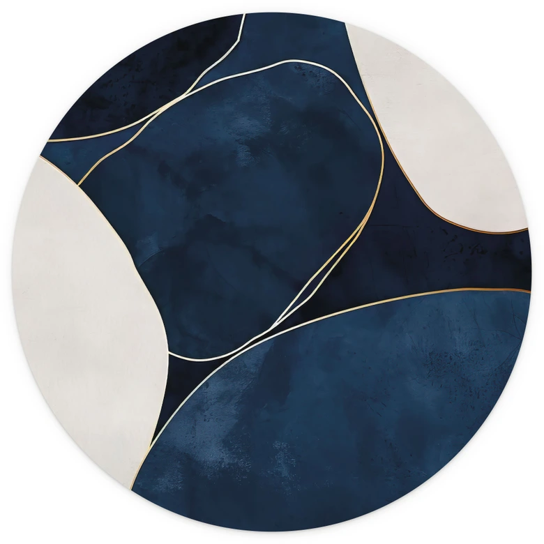 Fototapet i blått och vitt - Paksoylu - Rund - non-woven tapet/självhäftande non-woven tapet 