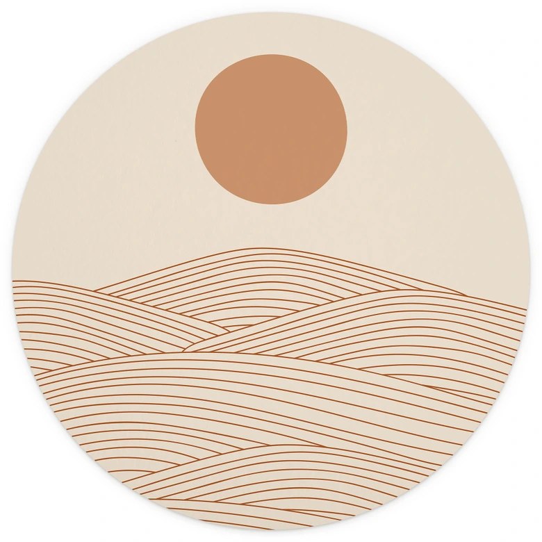 Fototapete Sonnenaufgang über der abstrakten Wüste - Playell - Rund - Selbstklebend/Vlies 