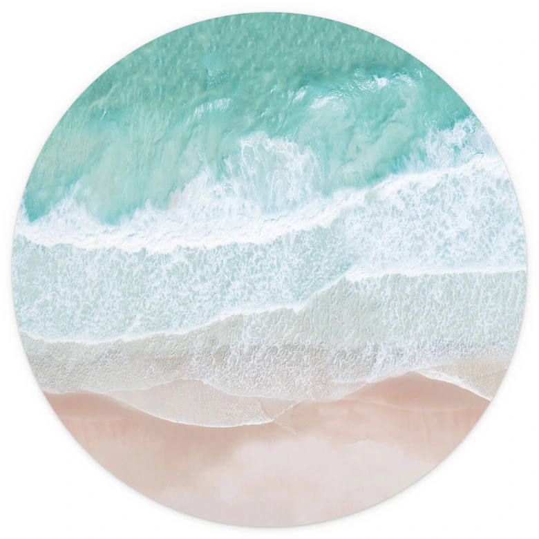 Papier peint photo Douces vagues sur la plage - Sisi & Seb - Rond - papier peint intissé/papier peint intissé autocollant 