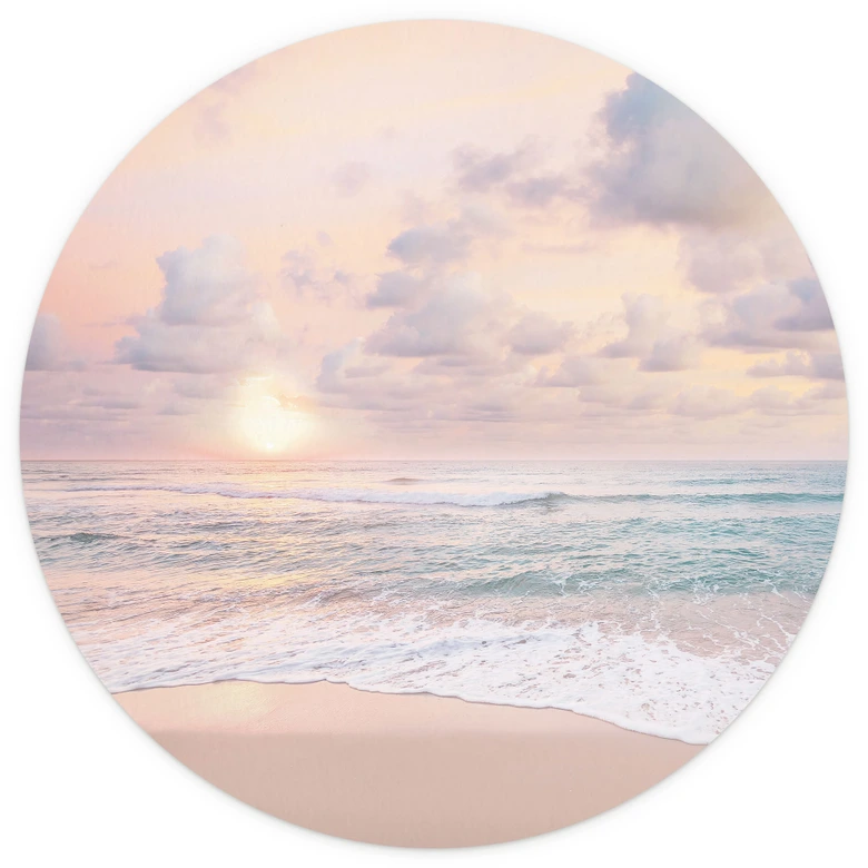 Fototapete Meeresromantik - Sonnenuntergang über Strand und Meer - Sisi & Seb - Rund - Selbstklebend/Vlies 
