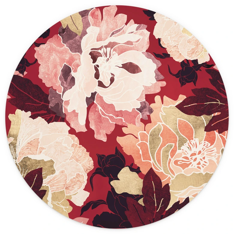 Fototapete Pfingstrosen mit großen Blüten - SpaceFrog Designs - Rund - Selbstklebend/Vlies 