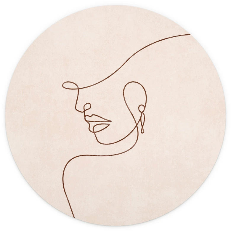 Wall Mural Delicate contours of a woman - Line Art - Tunaboylu - Round - non self-adhesive/self-adhesive wallpapers 