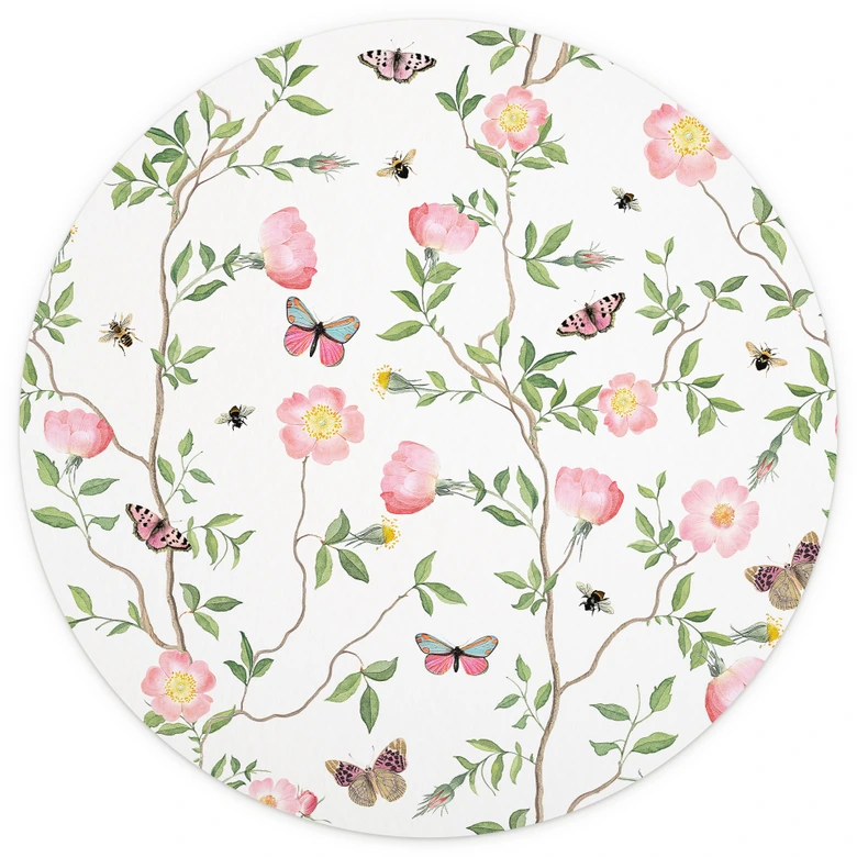 Round wall mural Pink roses in spring - UN Designs - non self-adhesive/self-adhesive wallpapers 