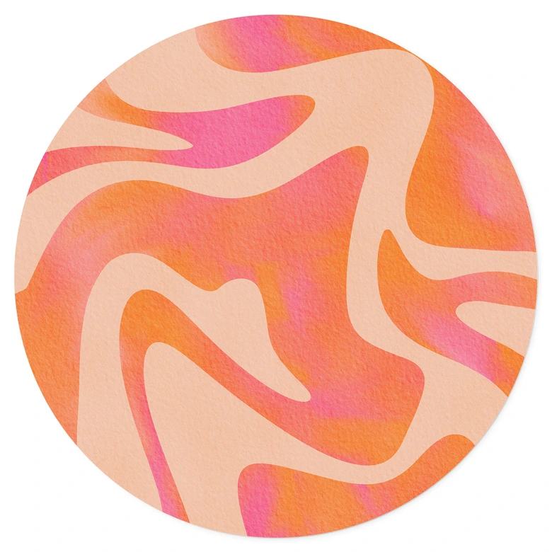Wandtattoo Abstrakte Wellen in Orange-pink - Bloom - Rund 