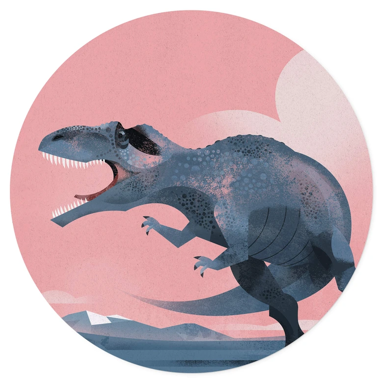 Wallsticker Dinosaurie - Giganotosaurus Rund - Brun 