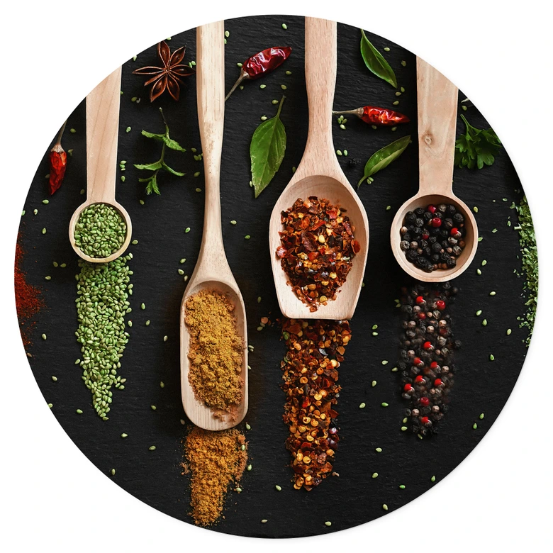 Sticker Mural Herbes et épices sur une cuillère en bois - Dingemans 