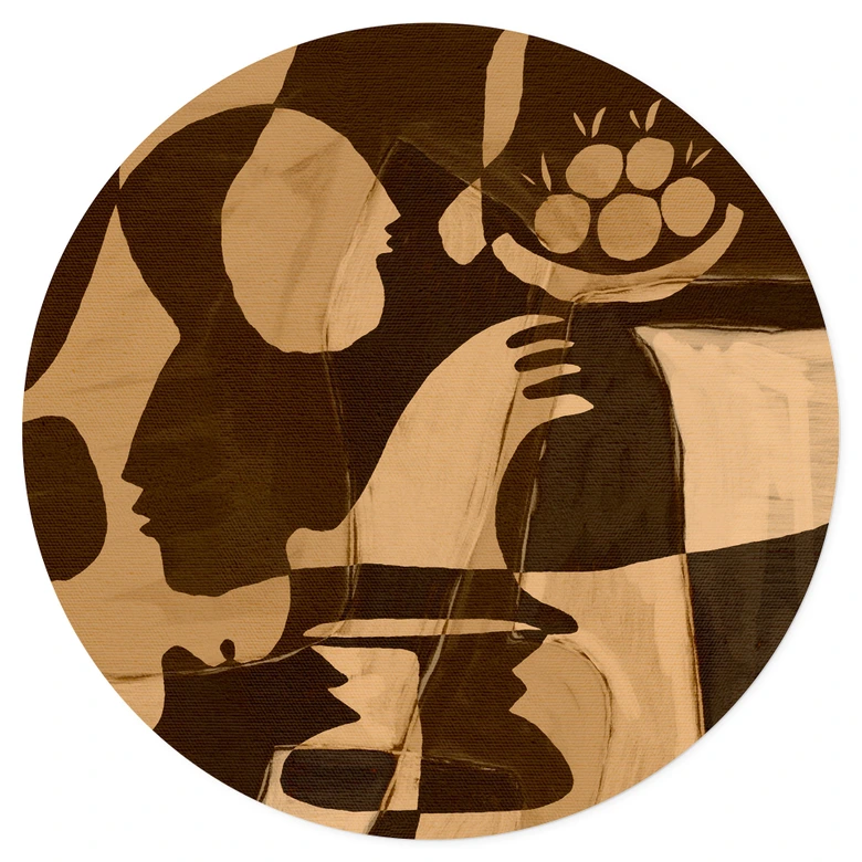 Sticker mural Composition abstraite dans des tons chauds de terre - Al Dafai - Rond 