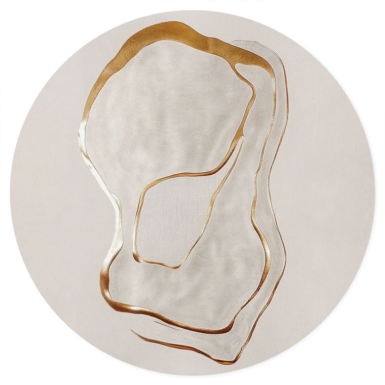 Wandtattoo Abstrakte Line Art in Gold und Beige - Alma - Rund 