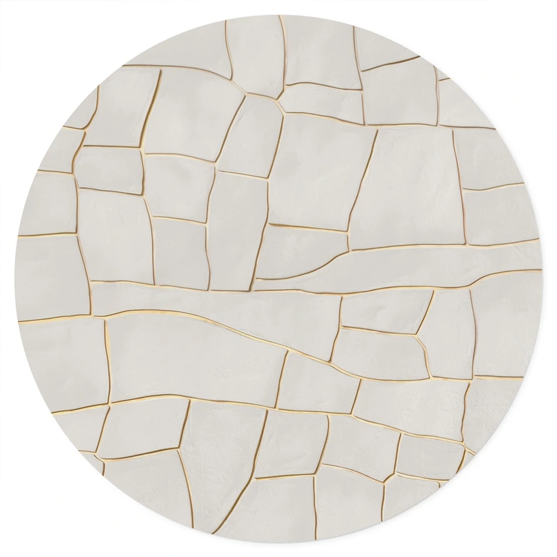 Wandtattoo Abstraktes Rissmuster in Beige - Alma - Rund 