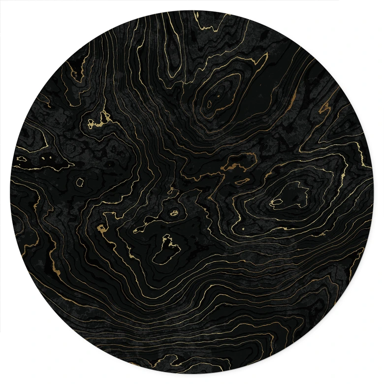 Wandtattoo Abstrakte Linien Schwarz-gold - Amini - Rund 
