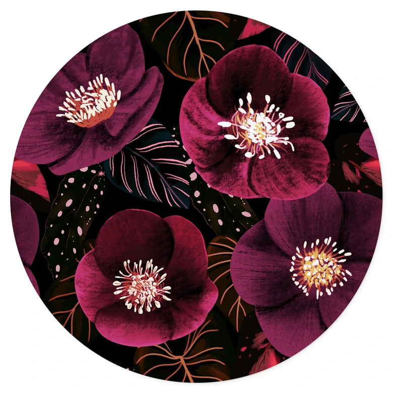 Vinilo decorativo Esplendor de flores en tonos morados - Ilustración de anís - Redondo 