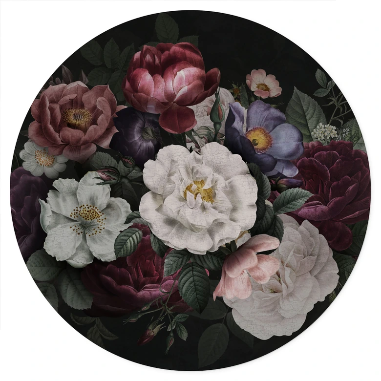 Wandtattoo Blumen Stillleben im Redouté-Stil - Bloomery Decor - Rund 