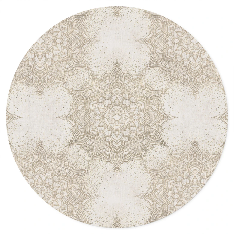 Elegante Vinilo decorativo de mandala en oro arena - Bloomery Decor - Redondo 