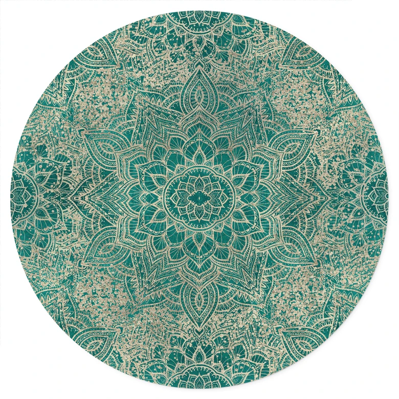 Wandtattoo Mandala Boho Gold-grün - Bloomery Decor - Rund 