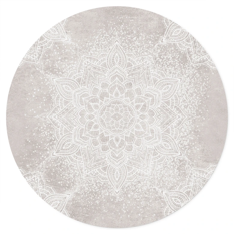 Wandtattoo Sanftes Mandala auf Grau-Beige - Bloomery Decor - Rund 
