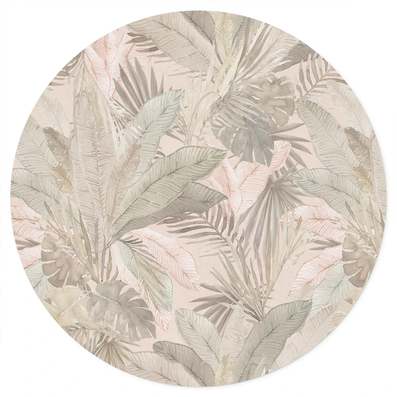 Wandtattoo Tropenblätter im Dschungel Pastell - Bloomery Decor - Rund 