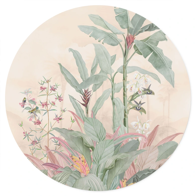 Wandtattoo Tropische Idylle mit Kolibri Apricot - Bloomery Decor - Rund 