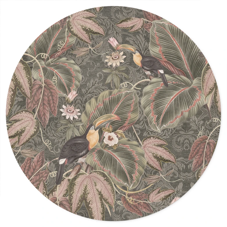 Naklejka na ścianę Tukan w lesie tropikalnym - Bloomery Decor - Okrągła 