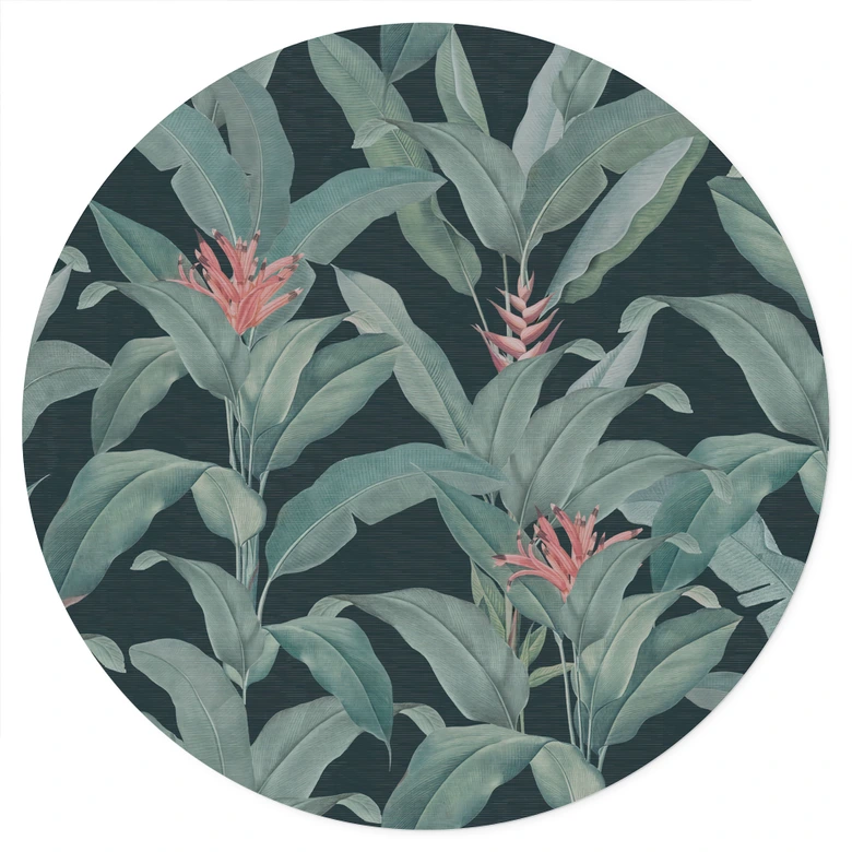 Wandtattoo Urban Jungle Tropenblätter Grün - Bloomery Decor - Rund 