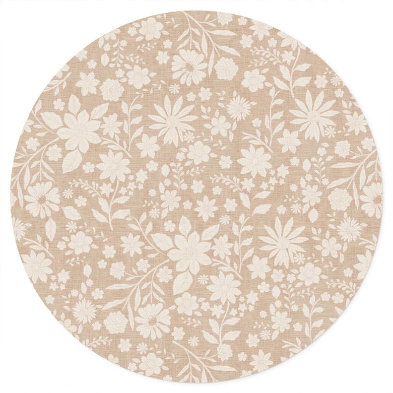 Wandtattoo Vintage Blumen in Leinenoptik - Bloomery Decor - Rund 