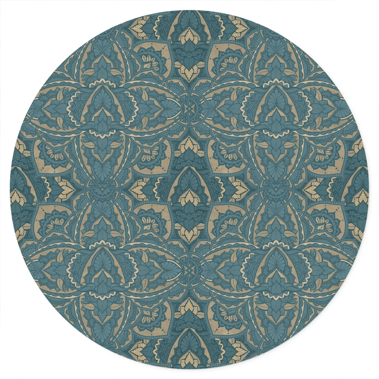 Wandtattoo Vintage Mandala in Türkisgold - Bloomery Decor - Rund 