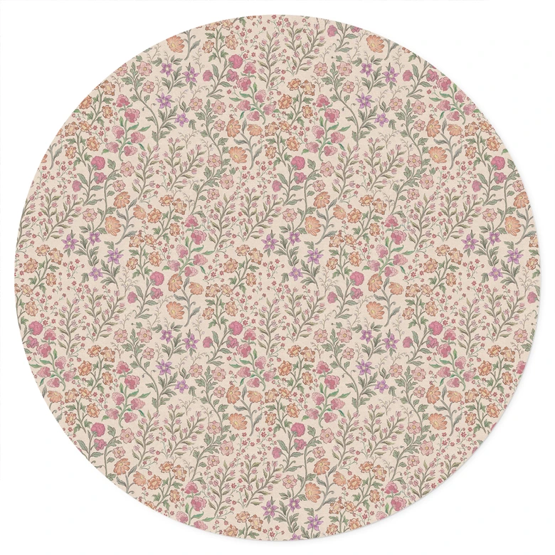 Wandtattoo Wiesenblumen Vintage - Beige - Bloomery Decor - Rund 