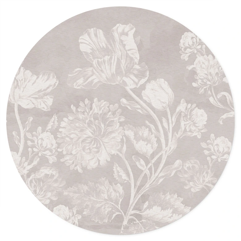 Blumen Wandtattoo Wildblumen in Kreide-Optik Beige - Bloomery Decor - Rund 