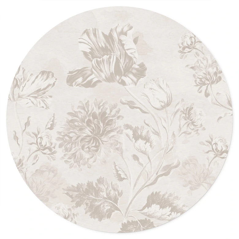Wandtattoo Wildblumen in Kreide-Optik Greige - Bloomery Decor - Rund 