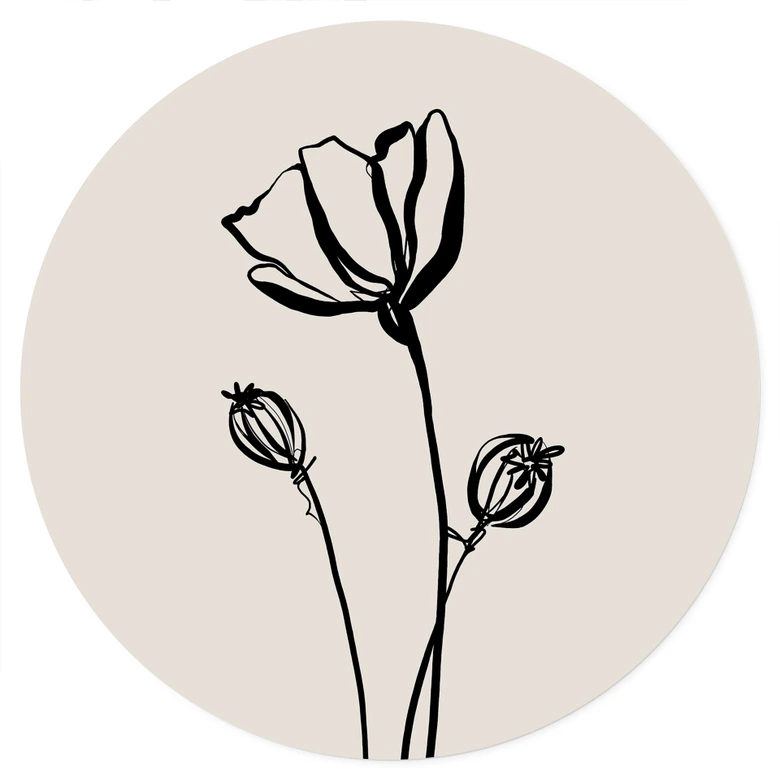 Wandtattoo Line Art Mohnblume - Cats & Dotz - Rund 