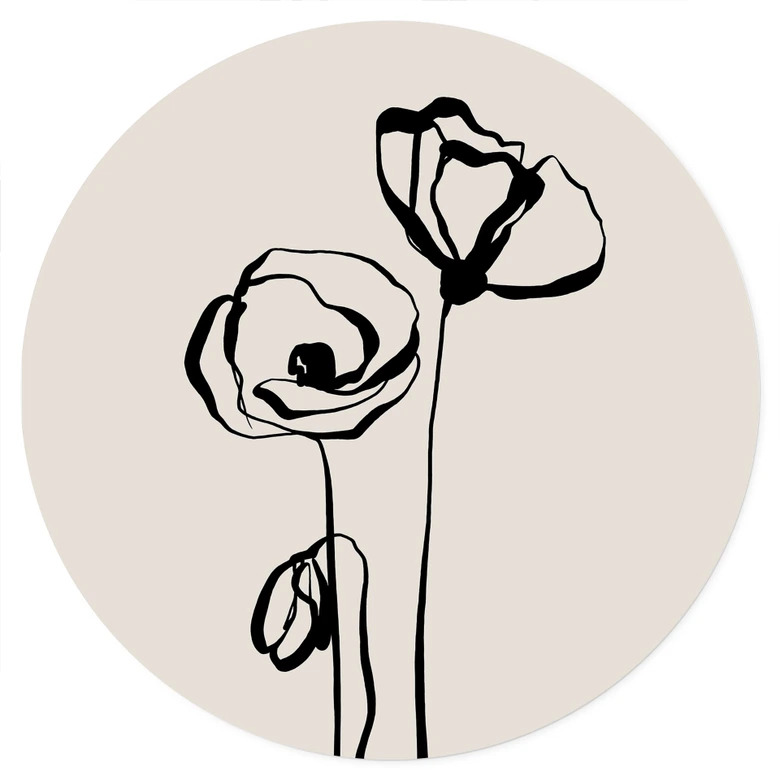 Sticker mural Line Art Deux coquelicots - Cats & Dotz - Rond 